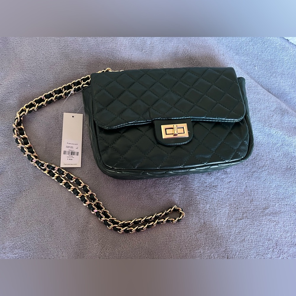 NWT Francesca’s Green Quilted Bag